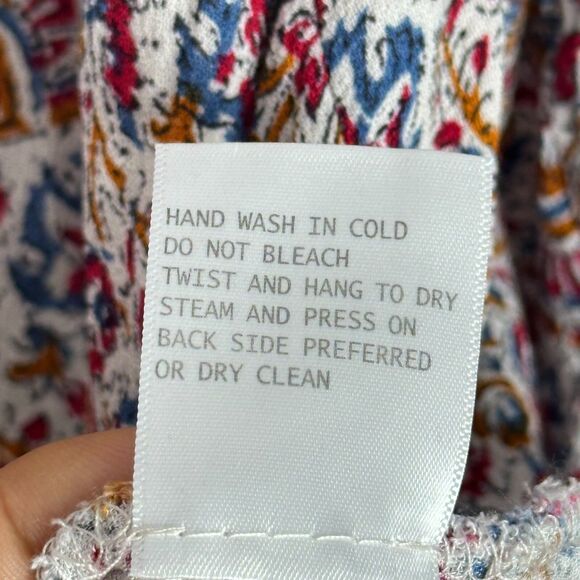 Cynthia‎ Rowley Boho Blouse 3X Viscose Paisley Floral Bell Sleeve Ruffle Hem - Picture 8 of 14